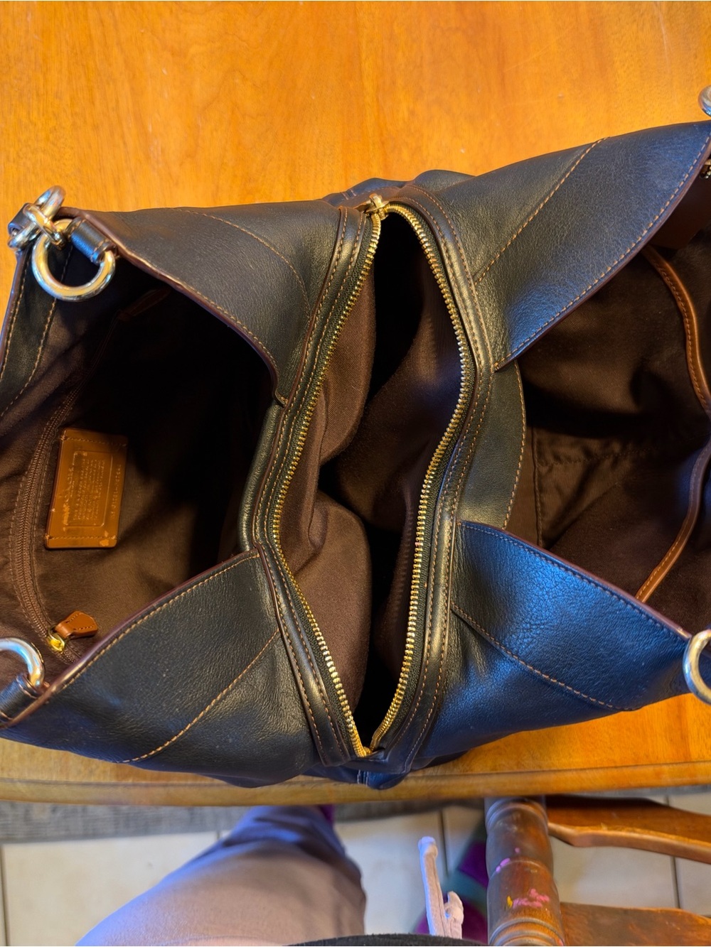 Coach Black and White Herringbone Shoulder Bag - Picture 5 of 8